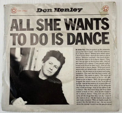Don Henley All She Wants To Do Is Dance Vinyl Record 7” 45 RPM GEF- 9065 Geffen - image 1 of 4
