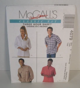 McCall's 3 Hour Shirt Misses' & Men's S-L (31.5" - 40") Pattern #4079 Uncut - Picture 1 of 2