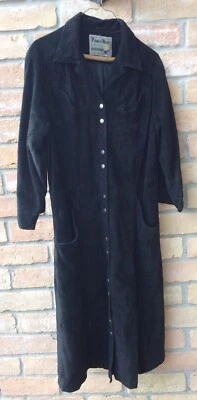 De colección años 80 mujer talla M? Abrigo plumero largo de gamuza negro Pioneer Wear Western Prairie  Foto 1 de 4