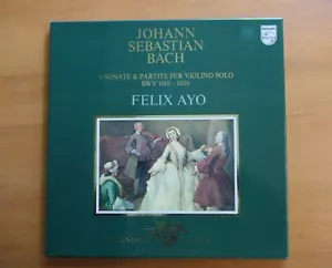 Bach Sonatas & Partitas Solo Violin Felix Ayo NM 2LP Box Philips 6770 950 - Picture 1 of 6