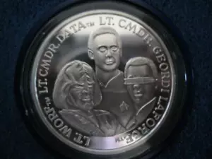 1- OZ.999 PROOF SILVER COIN STAR TREK WARF DATA LAFORGE NEXT GENERATION + GOLD - Picture 1 of 12