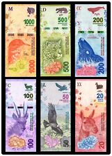 Argentina 20 50 100 200 500 1000 Pesos 6 Pcs SET NEW, 2016-2019 Banknote ND UNC