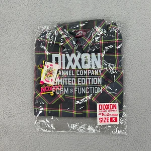 Dixxon Shirt Womens Small Black Plaid Button Up Punk Rock Museum Flannel NEW - Picture 1 of 3