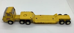 Vintage 60s 70s Tonka Mini Semi Truck With Lowboy Flatbed Trailer Yellow - Picture 1 of 5