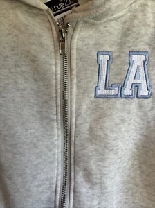 Los Angeles 94 Junior Size XXS Long Sleeve Full Zip Hoodie Gray Fleece NEW - Picture 1 of 11