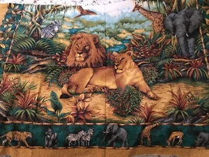 "Panel de tela edredón de colección Jungle Safari leones y animales, colgante de pared 29 x 42""" - Imagen 1 de 2