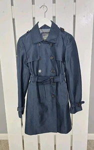 Superdry Belle Trench Coat Womens Extra Small XS Navy Blue Belted Jacket Casual - Picture 1 of 15