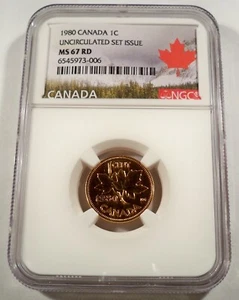 1980 1c CANADA NGC MS 67 RD CENT MS 67 RED UNCIRCULATED MINT SET ISSUE - Picture 1 of 5