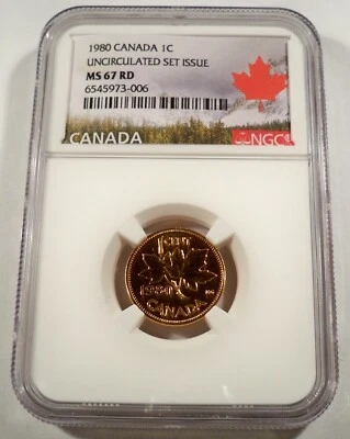 1980 1c CANADA NGC MS 67 RD CENT MS 67 RED UNCIRCULATED MINT SET ISSUE - Image 1 of 4