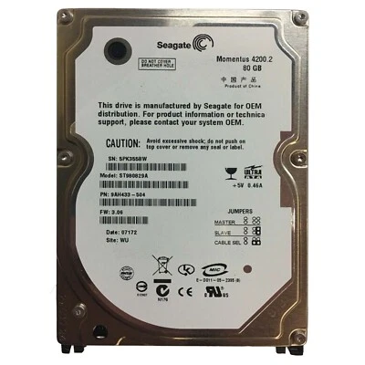 SEAGATE MOMENTUS 4200.2 80GB 4200RPM 8MB ATA 2.5'' ST980829A - Image 1 of 4