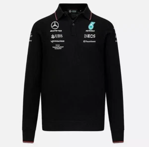 Mercedes Mens F1 Shirt Long Sleeve Knitted Polo AMG Petronas 2023 Tommy Hilfiger - Picture 1 of 8