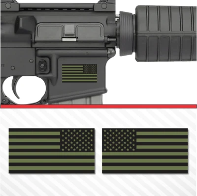 2X American Flag Olive Green Sticker Vinyl Decal AR-15 Lower Tactical Police  - Bild 1 von 2