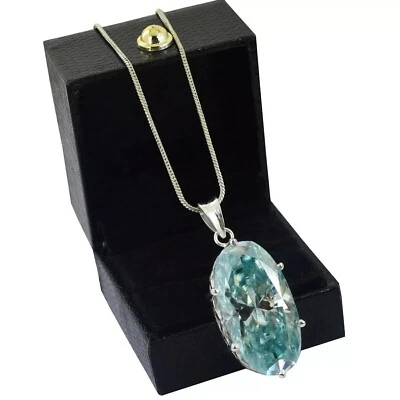 Colgante de diamantes tratados azules de 10 quilates forma ovalada ¡Certificado VVS1! Regalo Aniversario Foto 1 de 4