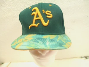 New Era Oakland Athletics A's Snapback Cap Sewn Green Yellow Tropical Brim MLB - Imagen 1 de 11