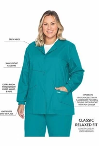 Landau Women's Snap Front Warm-Up Scrub Jacket-7525 Large - Picture 1 of 3