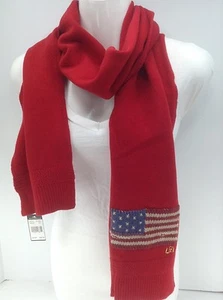 Women's RALPH LAUREN Red American Flag 80% WOOL Winter Scarf - $58 MSRP - Picture 1 of 8