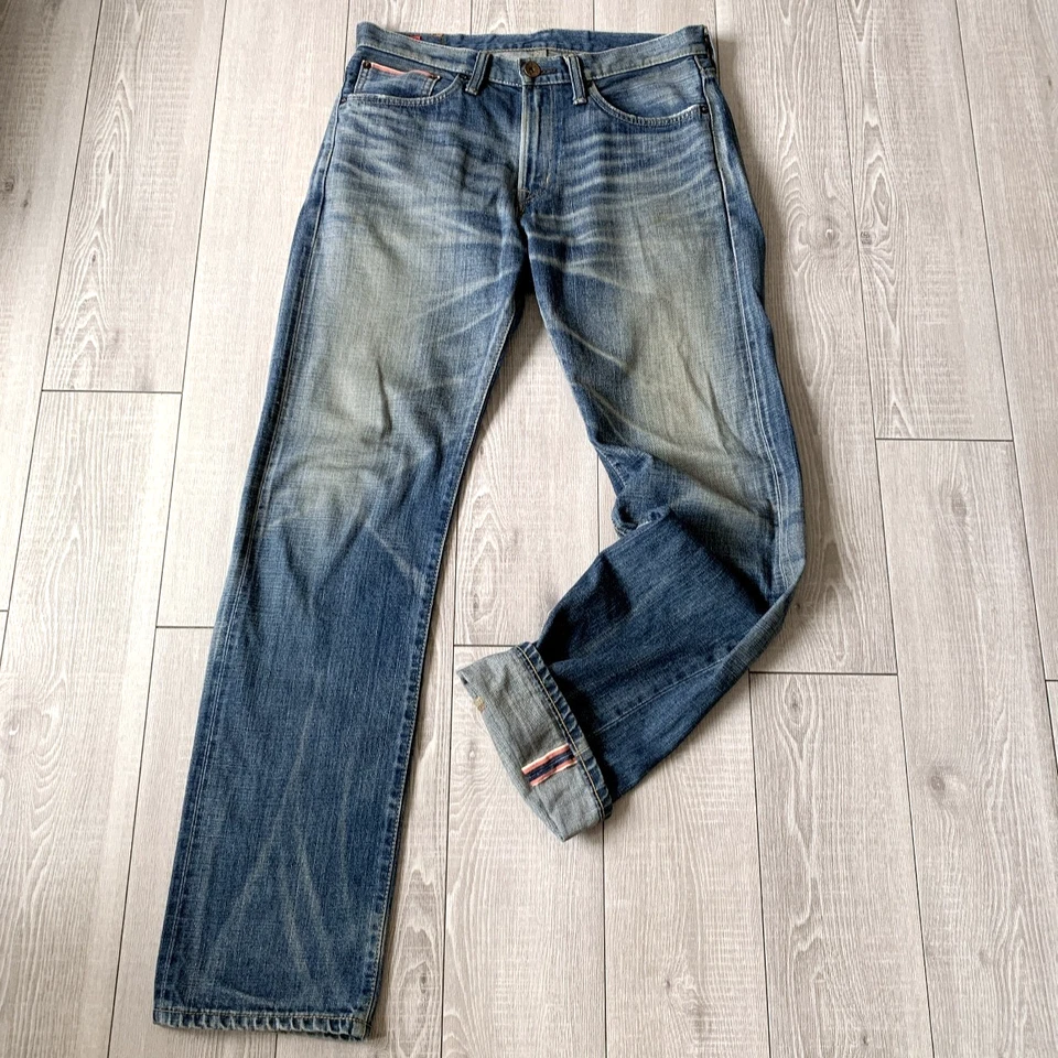 EDWIN Selvedge 505zx Straight Jeans Buckle Back Japan Tag W31 L33 Actual W34 L33 - Image 1 of 4