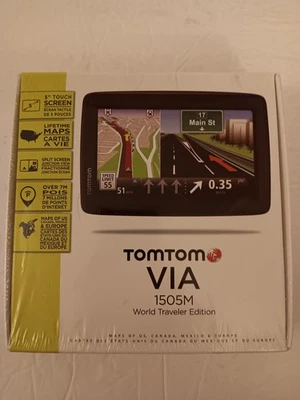 TomTom VIA 1505M World Traveler Edition GPS System 5" Screen Brand New Sealed - Image 1 of 4
