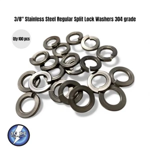 (Qty 100) 3/8" Stainless Steel Regular Split Lock Washers 304 grade - Picture 1 of 1