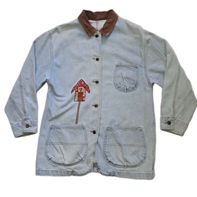 Chaqueta vaquera vintage bordada Sunbelt de gran tamaño Birdhouse talla M abrigo de jardín Foto 1 de 4