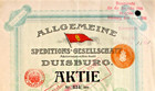 Allgemeine Speditions-Gesellschaft Duisburg Aktie 1912 Rhenania Wincanton Marina