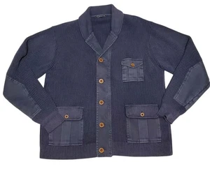 Cárdigan Orvis Hawker Sarga Abuelo Suéter Hombres XL Azul Algodón Campo Utilidad  - Imagen 1 de 5
