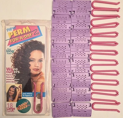VINTAGE 1996 Perm For A Day Wave Large Curlers & Clips Long Hair In-Complete - Image 1 of 4