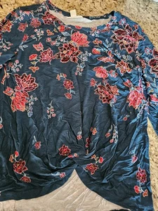 Style & Co 100021909W Womens Garden Harvest Plus Crepe Pintuck Pullover Top Smal - Picture 1 of 4