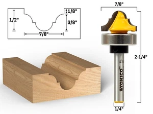3/16" Radius Double Roman Ogee Groove Router Bit - 1/4" Shank - Yonico 13021qt - Picture 1 of 1