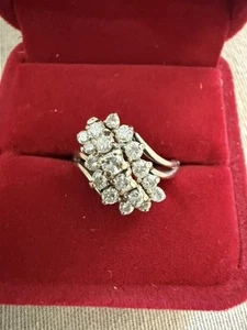 14k solid white gold and natural diamonds ring 4.63 Grams Size 7.5 - Picture 1 of 8