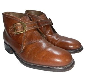 Vintage Allen Edmonds Ostendo Brown Leather Boots Monk Strap Mens 8 D USA Made - Picture 1 of 12