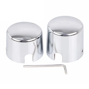 Chrome Aluminum Rear Axle Nut Covers For Harley Fat Boy Softail Springer FLSTF - Picture 1 of 8