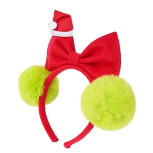 Holiday Cosplay Headwear Furry Ears With Red Bows Adjustable Hair Band - Picture 1 of 8