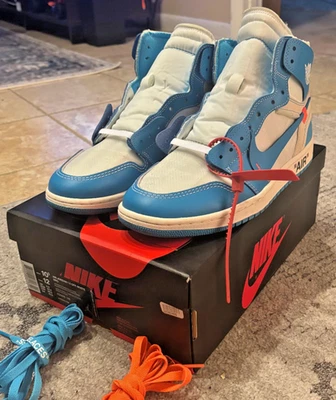 Jordan 1 Retro OG x Off-White High UNC Size 10.5 Nike CLEAN - VNDS - COMPLETE! - Image 1 of 4