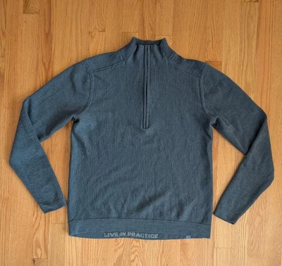Suéter Lululemon Para Hombres Medio Azul Alpino Aire 1/4 Cremallera Pullover 100% Lana Merino Foto 1 de 4