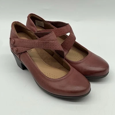 Tacones Mary Jane Cobb Hill Rockport Kailyn Asimétricos Cuero Rojo Marrón Talla 8 Foto 1 de 4