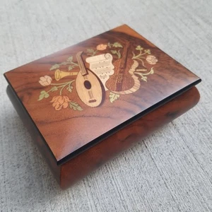 Vtg San Francisco Music Box Company Wood Inlay Sorrento Italy Mandolin Guitar - Picture 1 of 8