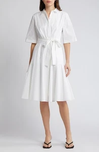 NUEVO CON ETIQUETAS $448 Vestido Camisa Kobi Halperin Tiffany Algodón Blanco M - Imagen 1 de 7
