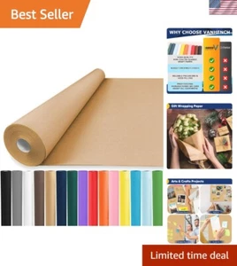 7.5" x 3600" 300' Brown Kraft Paper Roll, Birthday Wrapping Paper, Color Art ... - Picture 1 of 8