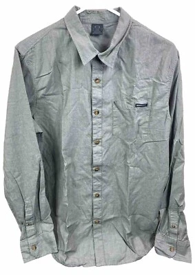 Oakley Button Up Shirt Mens Sz L Military Green Long Sleeve Fitted Free Shipping - Image 1 of 4