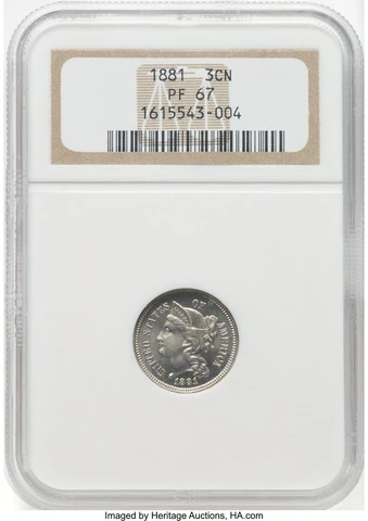 1881 3 cent piece Proof PR  67 Cover