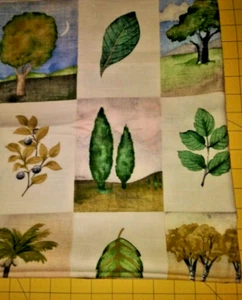 Vintage "ARBOR DAY" Trees & Leaves Upholstery Fabric 3/4 Yard (30" x 54") - Picture 1 of 4