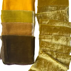 Yellow Mulberry Silk Velvet Scrap/Remnant/Ribbon 6x44", 8x44", 10x44" for Craft - Picture 1 of 2