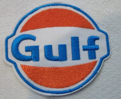 Gulf Oil Patch~Car Auto Racing~3 1/8 x 2 7/8"~Embroidered~Iron Sew~Ships FREE - Image 1 of 2