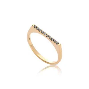 14K Gold 0.10 Ct. Black Lab-Created Diamond Bar Classic Ring Fine Jewelry - Picture 1 of 11