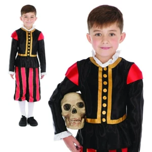Costume ragazzo William Shakespeare medievale Tudor vestito fantasia libro giorno vestito nuovo - Foto 1 di 5