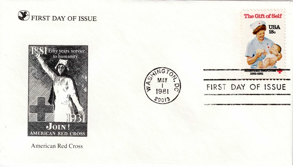 US Scott #1910, First Day Cover 5/1/81 Washington Single Red Cross - Image 1 of 1