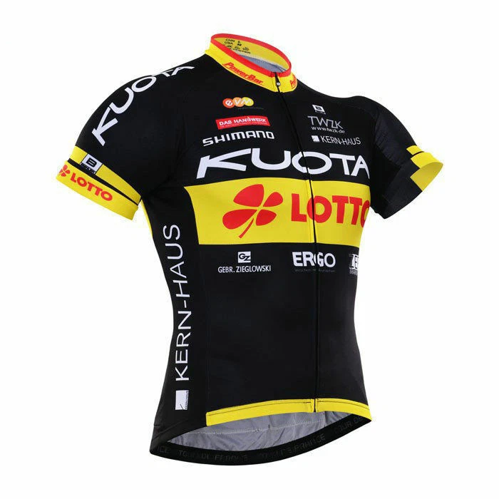 Conjunto de culotte con tirantes y jersey de ciclismo amarillo negro manga corta camisa acolchado pantalones cortos Foto 1 de 4