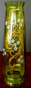 Art Glass Moser Old Multi-Panel Green, Yellow, White, Gold Hand-done, Fine Vase - Picture 1 of 8