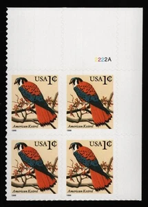 #3031 1c American Kestrel, Plate Block [2222A UR] Mint **ANY 5=FREE SHIPPING** - Picture 1 of 1